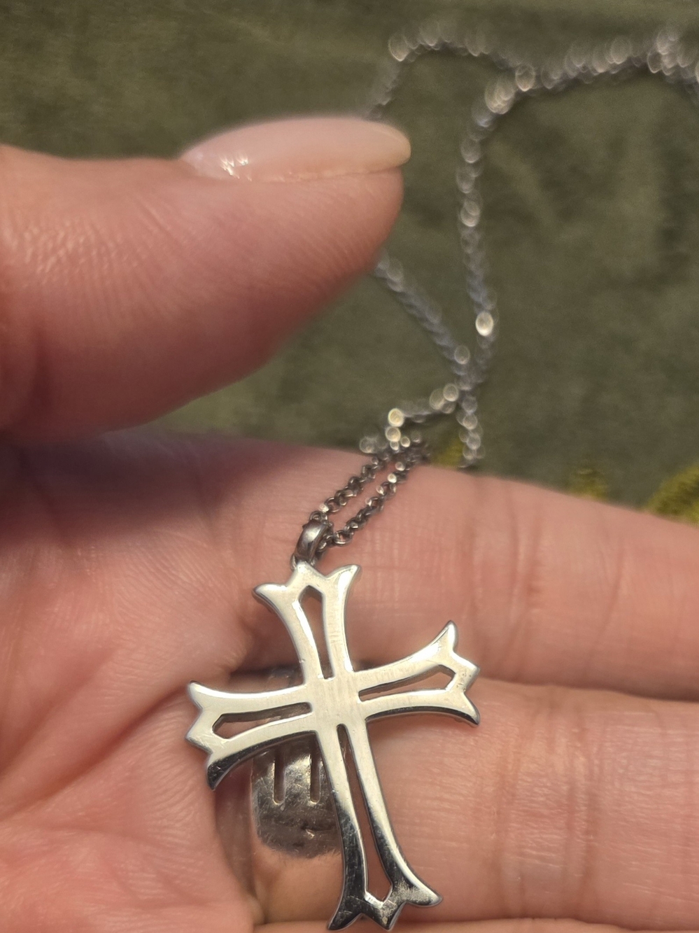 Sterling Silver Cross Pendant Necklace - Silver